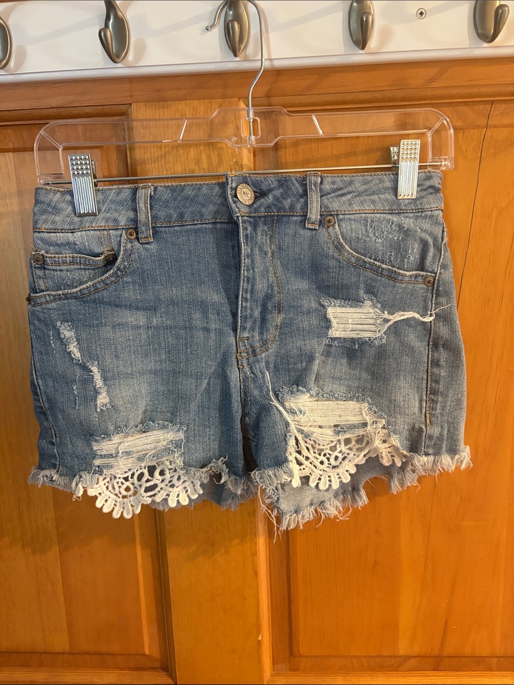 Aeropostale Denim Jean Shorts with White Lace Trim